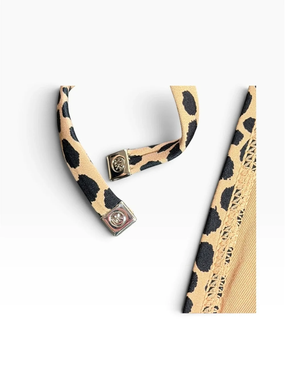 MICHEAL Michael Kors animal print string tie logo accent tassle bikini bottom
